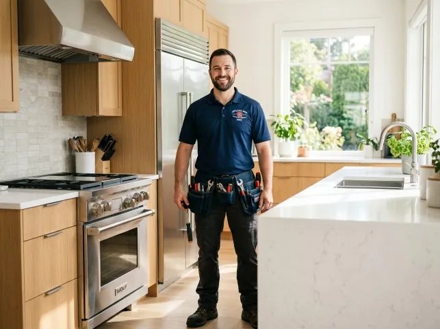 Appliance Repair Hero technician in a Boys Town, NE kitchen after an appliance repair